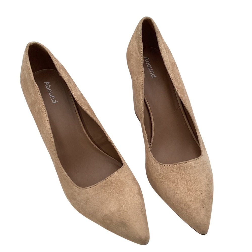 Abound Abdaya-Fab Tan Faux Suede Pointed Toe Block Heel Pumps Womens 11M Beige